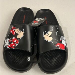 Disney Mickey Mouse Women’s Slide Sandals - Black and Red